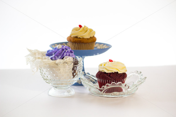 Intuitive Eating Stock Photo: Cupcakes on Special Occasion Serving Dishes - Body Liberation Photos