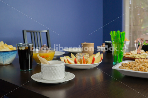 Royalty Free Stock Photo for Intuitive Eating: Variety of Foods on Dining Table - Body Liberation Photos
