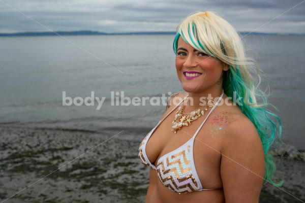 Adventure Stock Photo: Plus-Size Mermaid on Beach - Body Liberation Photos