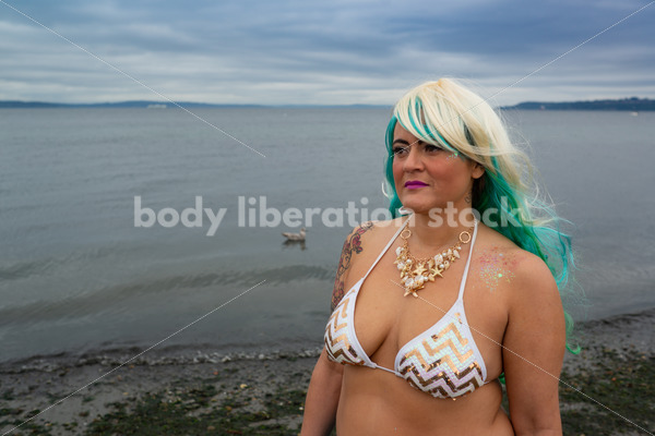 Adventure Stock Photo: Plus-Size Mermaid on Beach - Body Liberation Photos