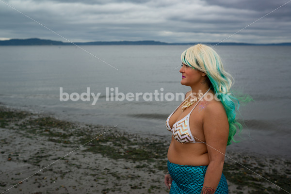 Adventure Stock Photo: Plus-Size Mermaid on Beach - Body Liberation Photos