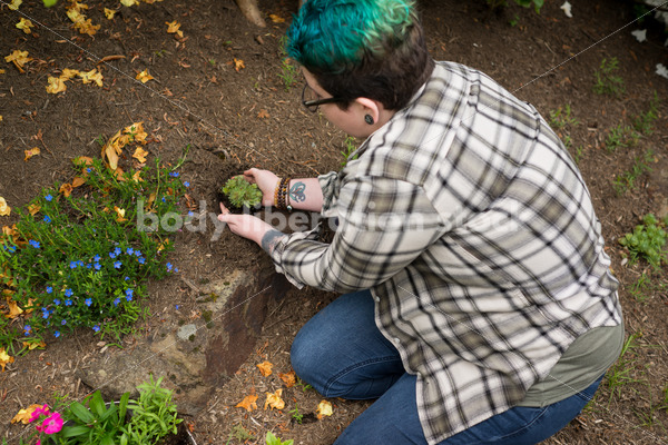 Diverse Gardening Stock Photo: Agender Person Plants Succulent - Body Liberation Photos