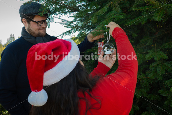 Holiday Stock Image: Plus-Size Couple at a Tree Farm - Body Liberation Photos