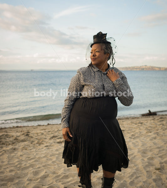 Plus-Size African American Woman Outdoors - Body Liberation Photos & Stock