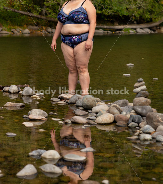 Stock Photo: Plus-Size Woman at Summer River - Summer Fun