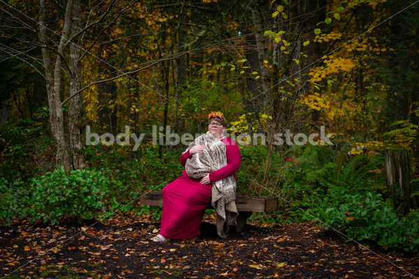 Body-Positive Maternity Stock Photo: Woodland Goddess