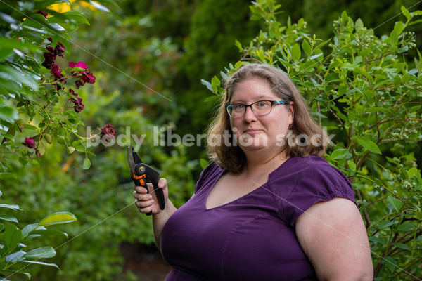 Body-Positive Stock Photo: Fat Woman Gardening