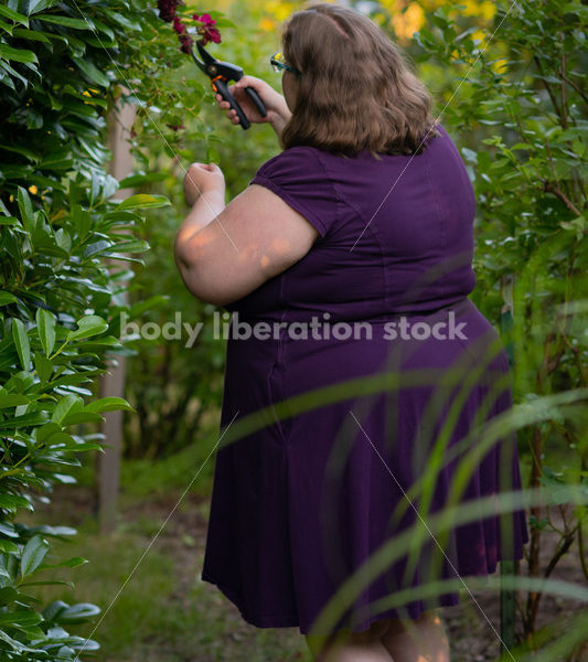 Body-Positive Stock Photo: Fat Woman Gardening