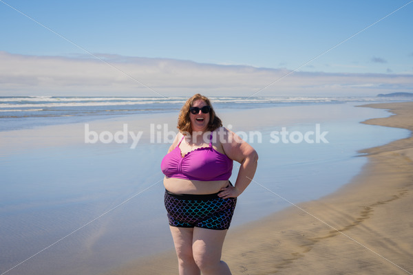 Body-Positive Stock Photo: Fat Woman on Beach - Body Liberation Photos
