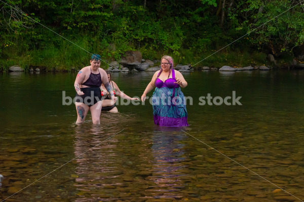 Summer Fun & Community Stock Photo: People Wading in River