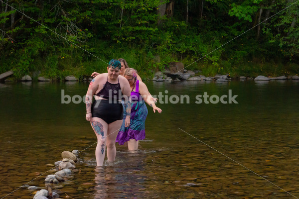 Summer Fun & Community Stock Photo: People Wading in River