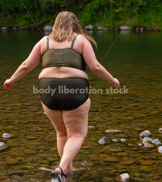 Summer Stock Photos: Plus-Size Woman Wading in River