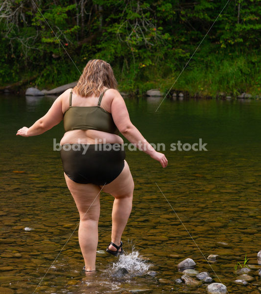 Summer Stock Photos: Plus-Size Woman Wading in River