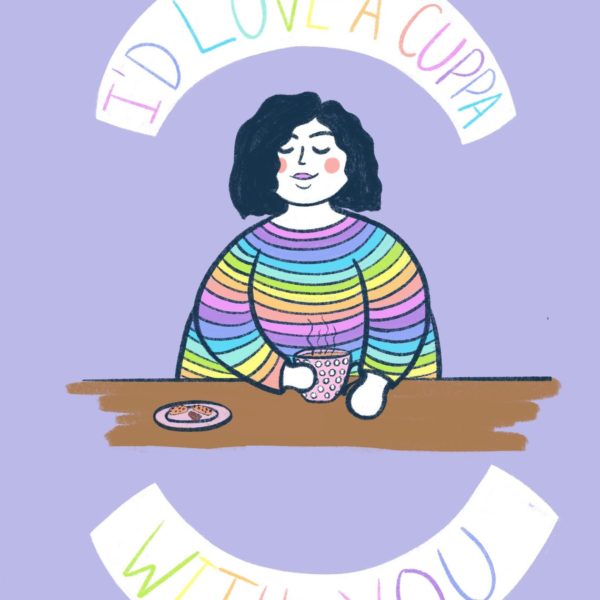 I’d love a cuppa with you fat babe illustration greeting card A5